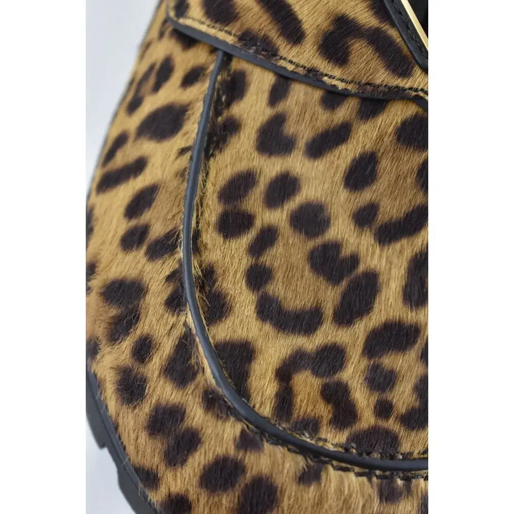 Prada Leopard Pony Fur Fussbett Gold Logo Loafer Slip On Slide Mule Flat 37